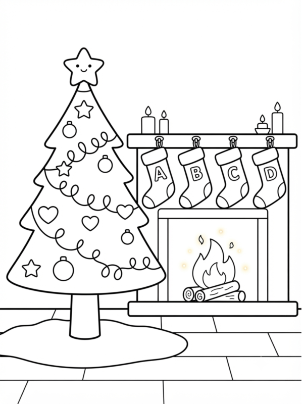 Tree with Hanging Stockings