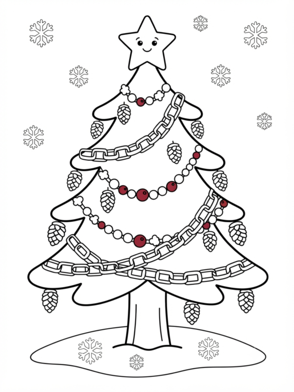 Tree with Popcorn Garland