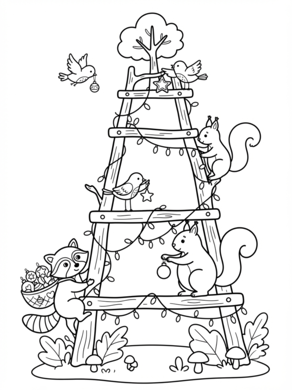 Tree with Woodland Animal Helpers