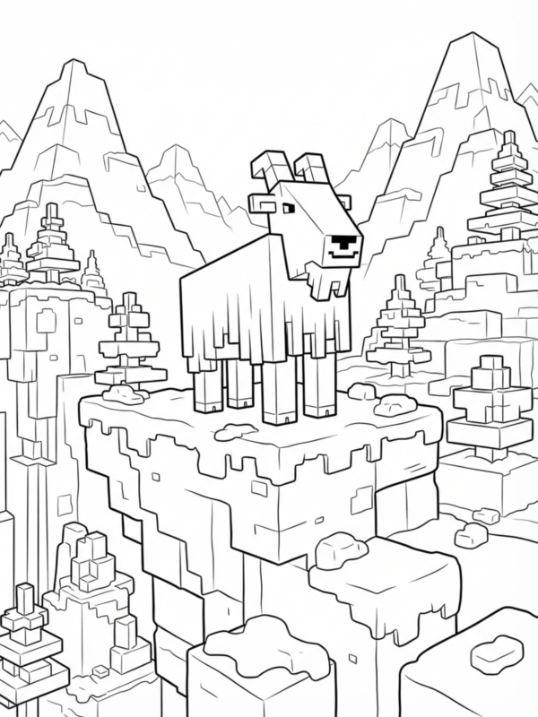 Goat on the Mountain Peak