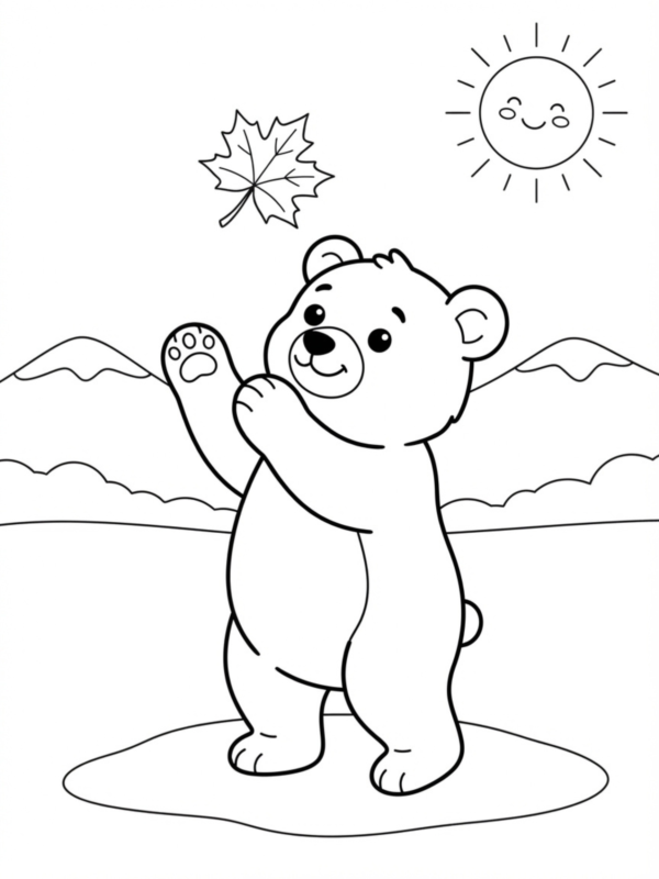 Bear Cub Catching Falling Leaves