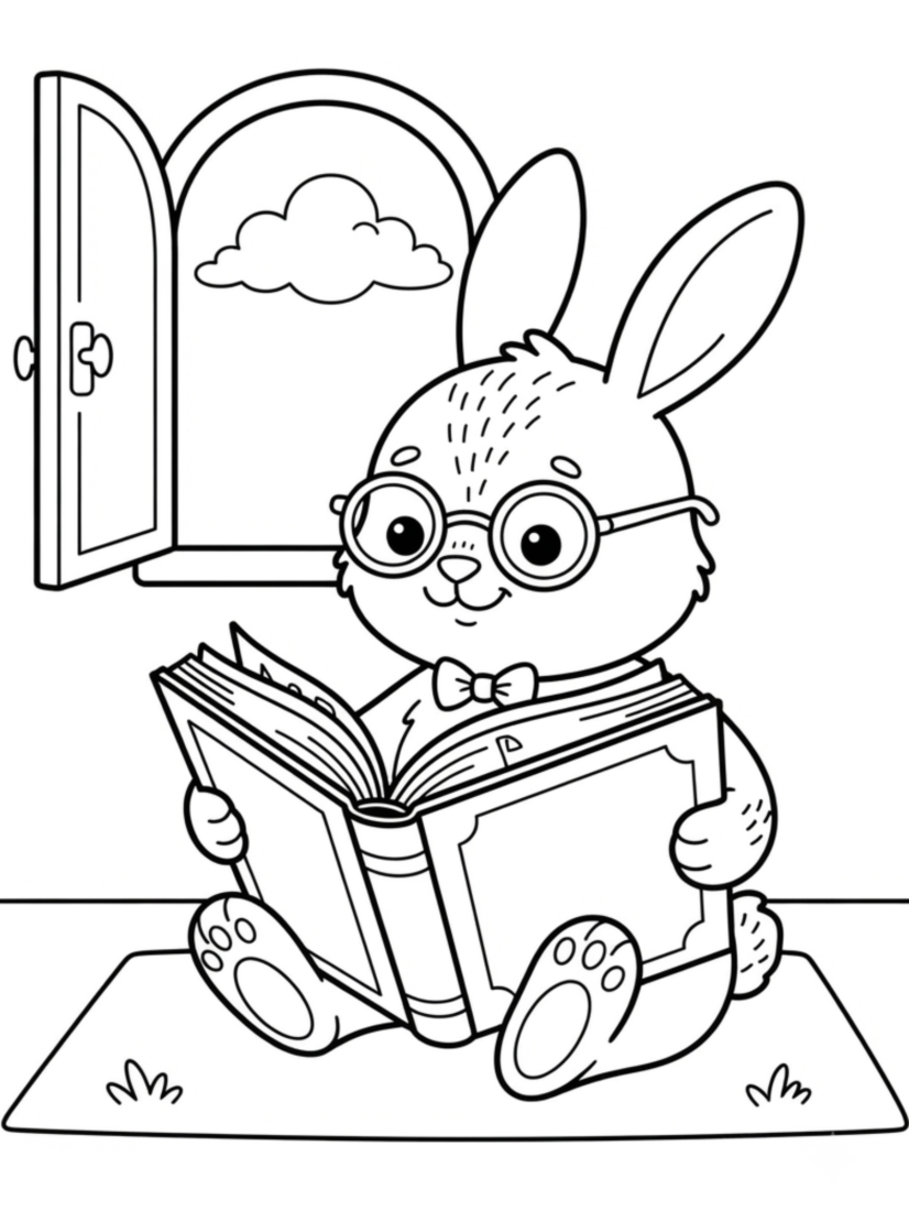Bunny Reading a Book