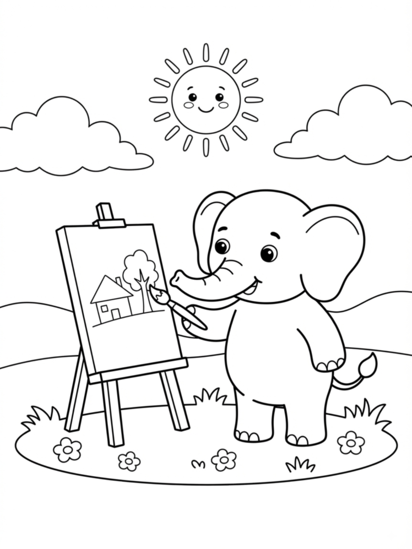 Elephant Artist Painting