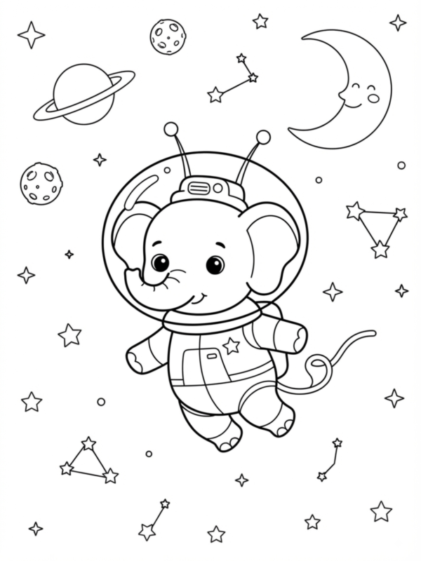 Elephant Astronaut in Space