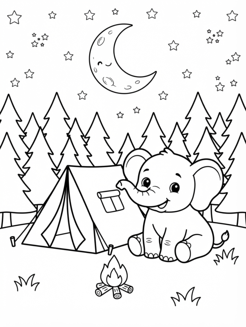 Elephant Camping in a Tent