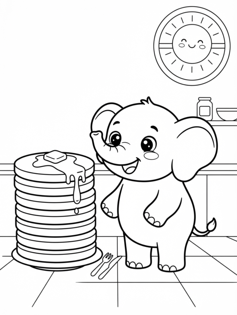 Elephant Eating a Stack of Pancakes