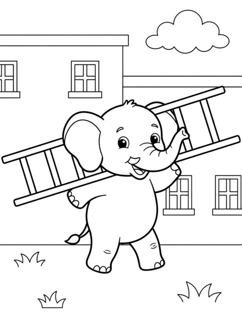Elephant Firefighter with Ladder