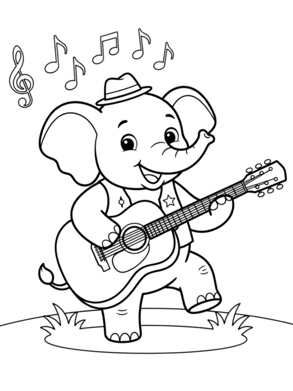 Elephant Playing Guitar