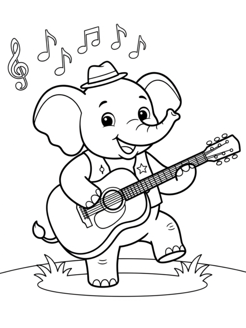 Elephant Playing Guitar