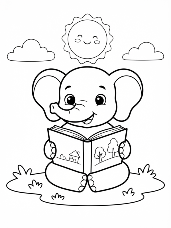 Elephant Reading a Book