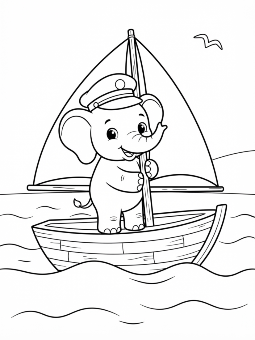 Elephant Sailor on a Boat