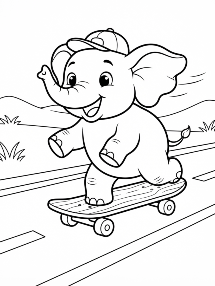 Elephant Skateboarder