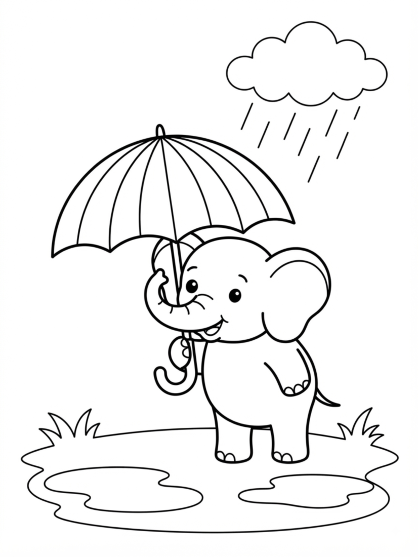 Elephant Holding an Umbrella