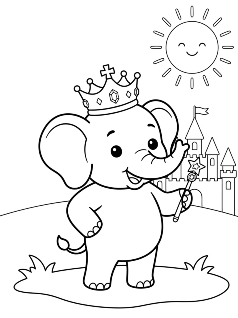 Elephant Wearing Crown as King