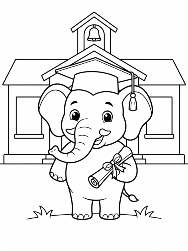 Elephant Wearing a Graduation Cap