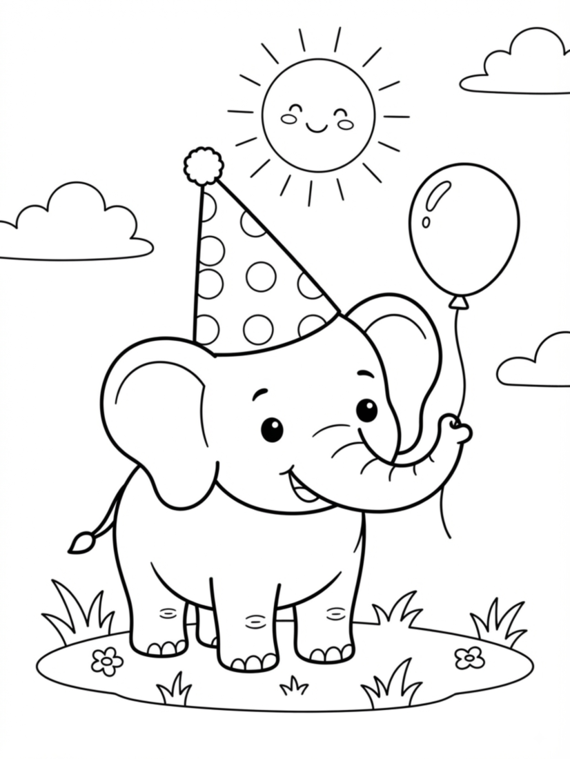 Elephant Wearing a Party Hat