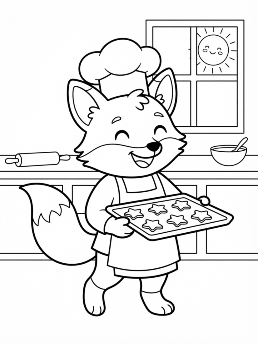 Fox Baking Cookies