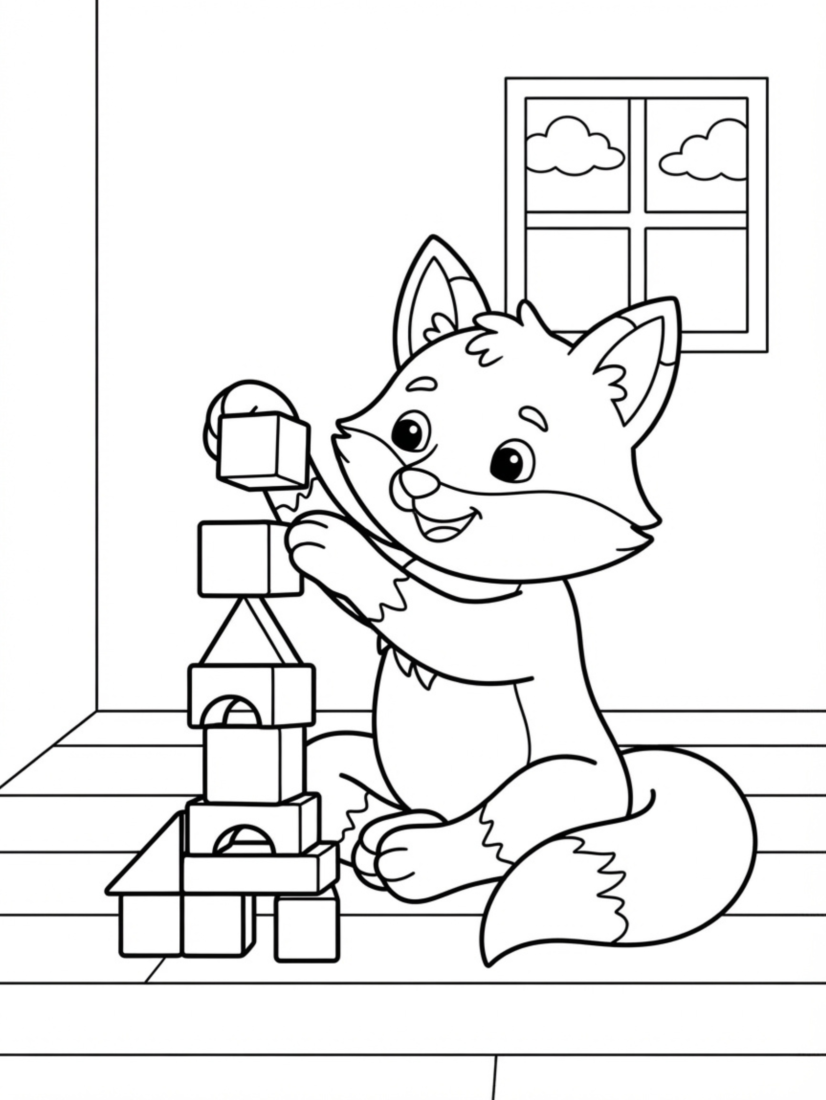 Fox Building with Blocks