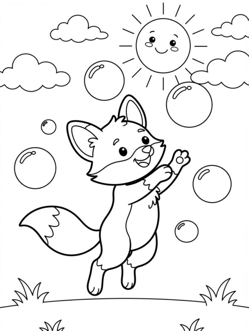 Fox Catching Bubbles
