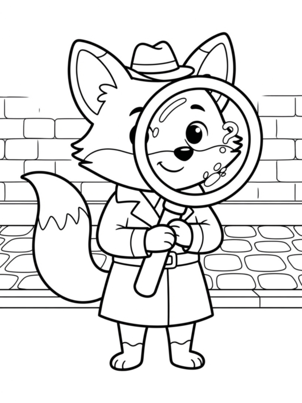 Fox Detective with Magnifying Glass