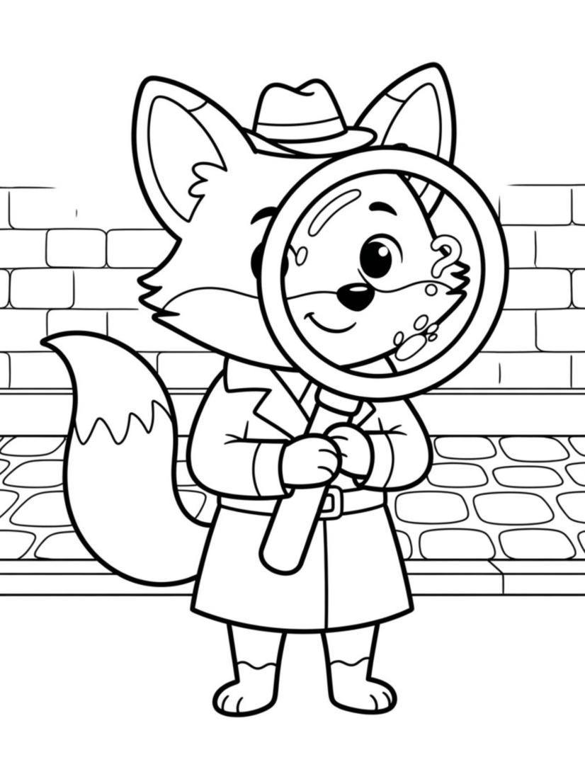 Fox Detective with Magnifying Glass
