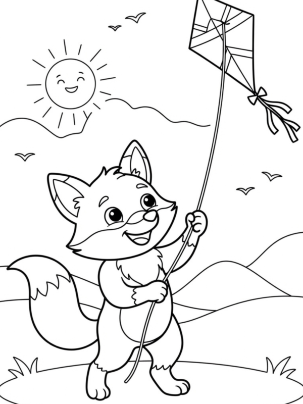 Fox Flying a Kite