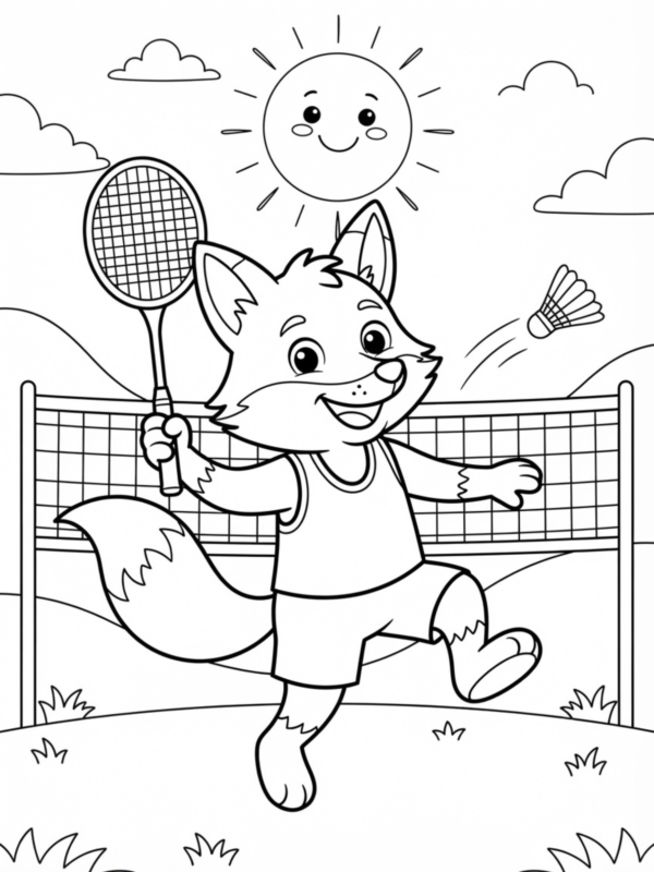 Fox Playing Badminton