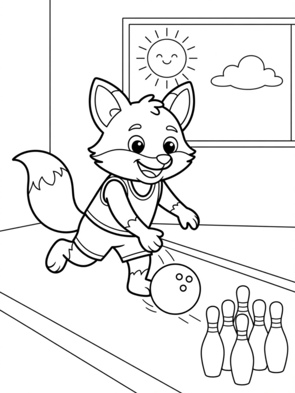 Fox Playing Bowling