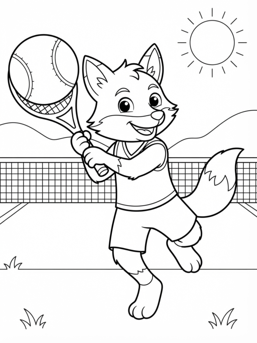 Fox Playing Tennis