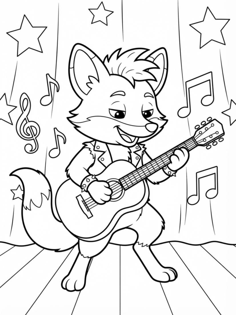 Fox Playing a Guitar