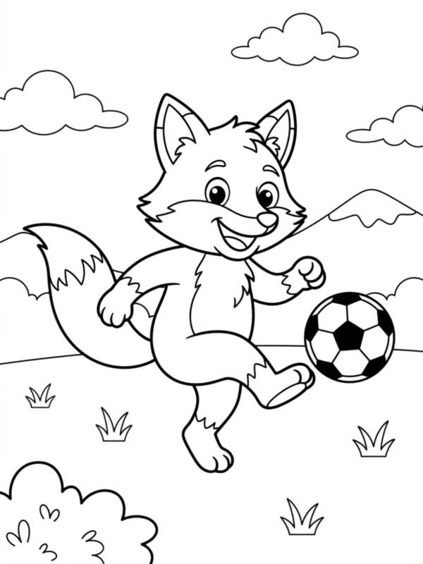 Fox Playing with Soccer Ball