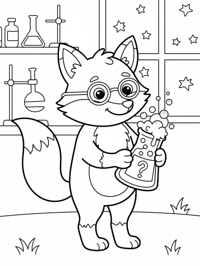 Fox Scientist with Beaker