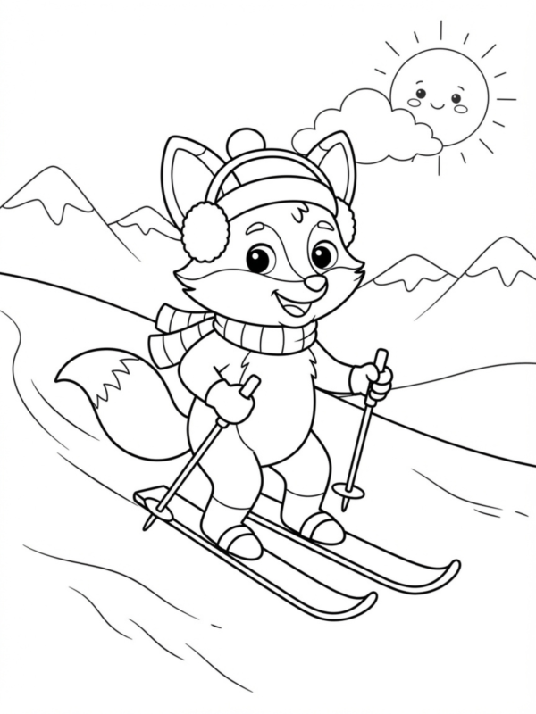 Fox Skier on Snowy Hills