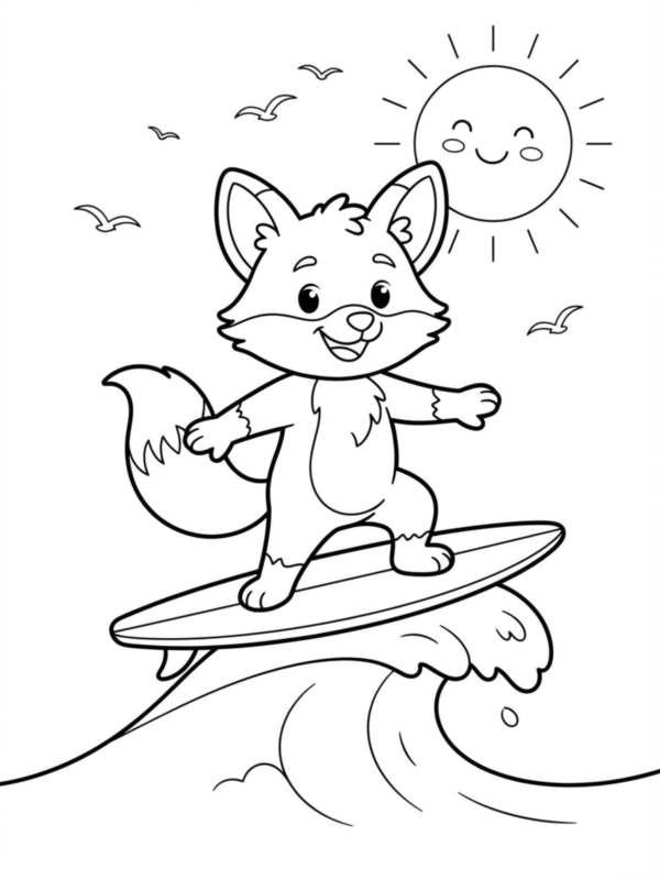 Fox Surfing on a Wave