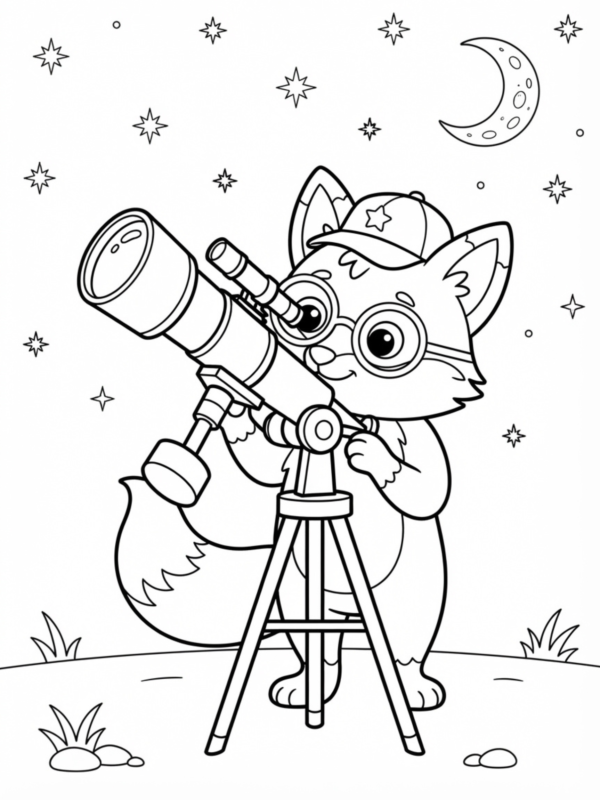 Fox Using a Telescope