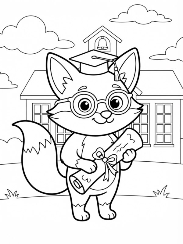 Fox Wearing a Graduation Cap