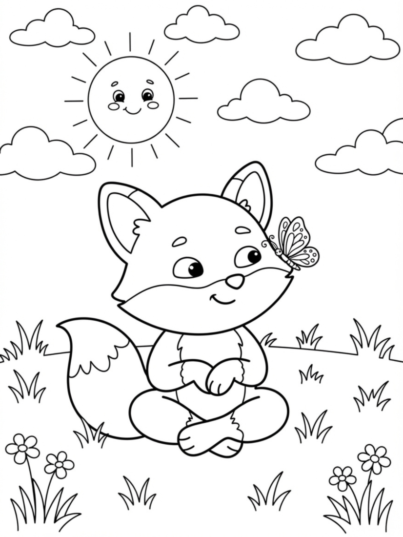 Fox with Butterfly on Nose