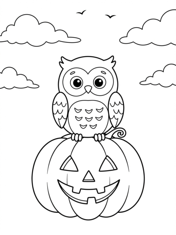 Friendly Owl on a Pumpkin