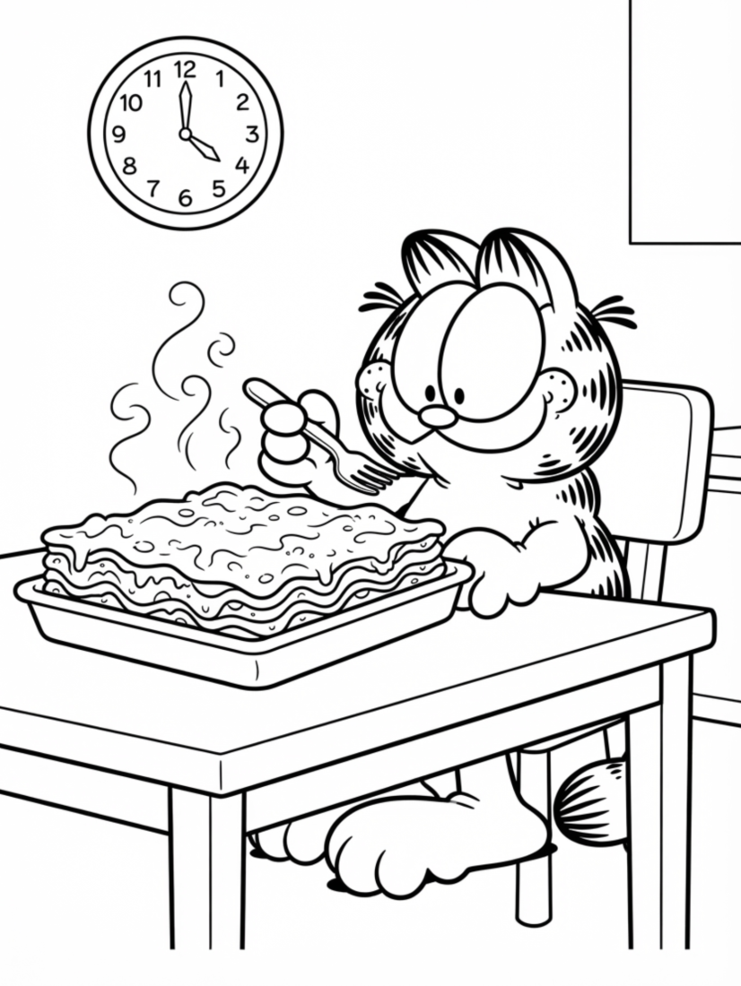 Garfield Eating Lasagna
