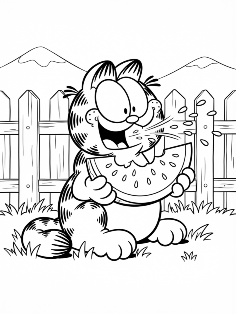 Garfield Eating Watermelon