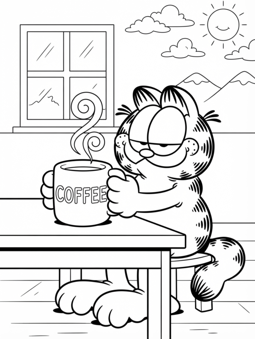 Garfield Holding a Coffee Mug