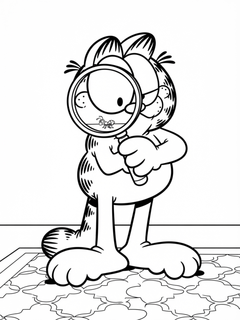 Garfield Looking Through a Magnifying Glass