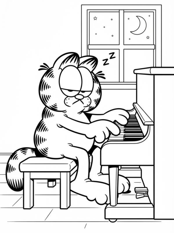 Garfield Playing the Piano