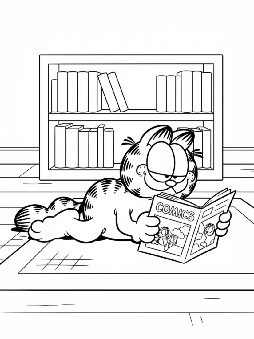 Garfield Reading a Comic Book