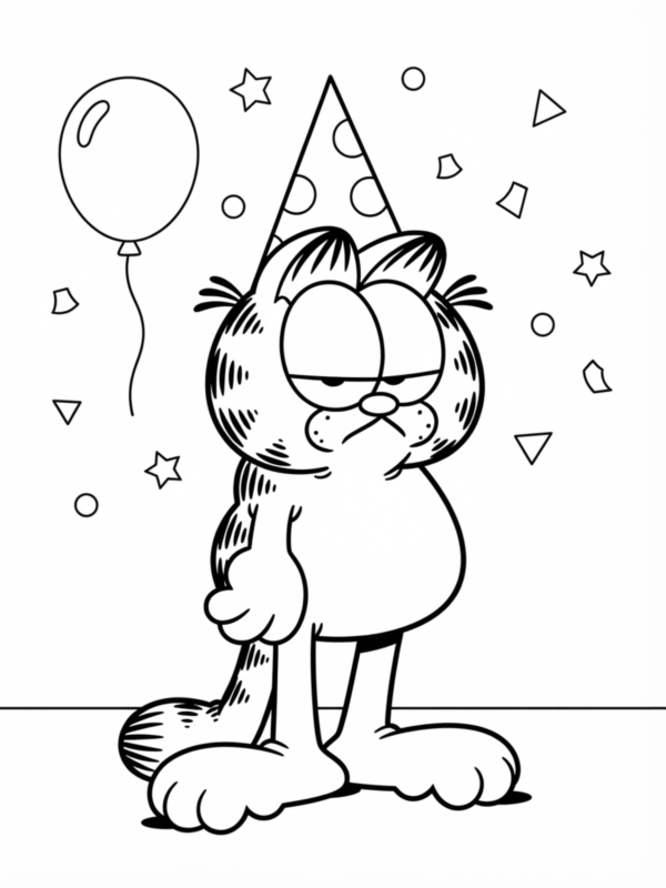 Garfield Wearing a Party Hat