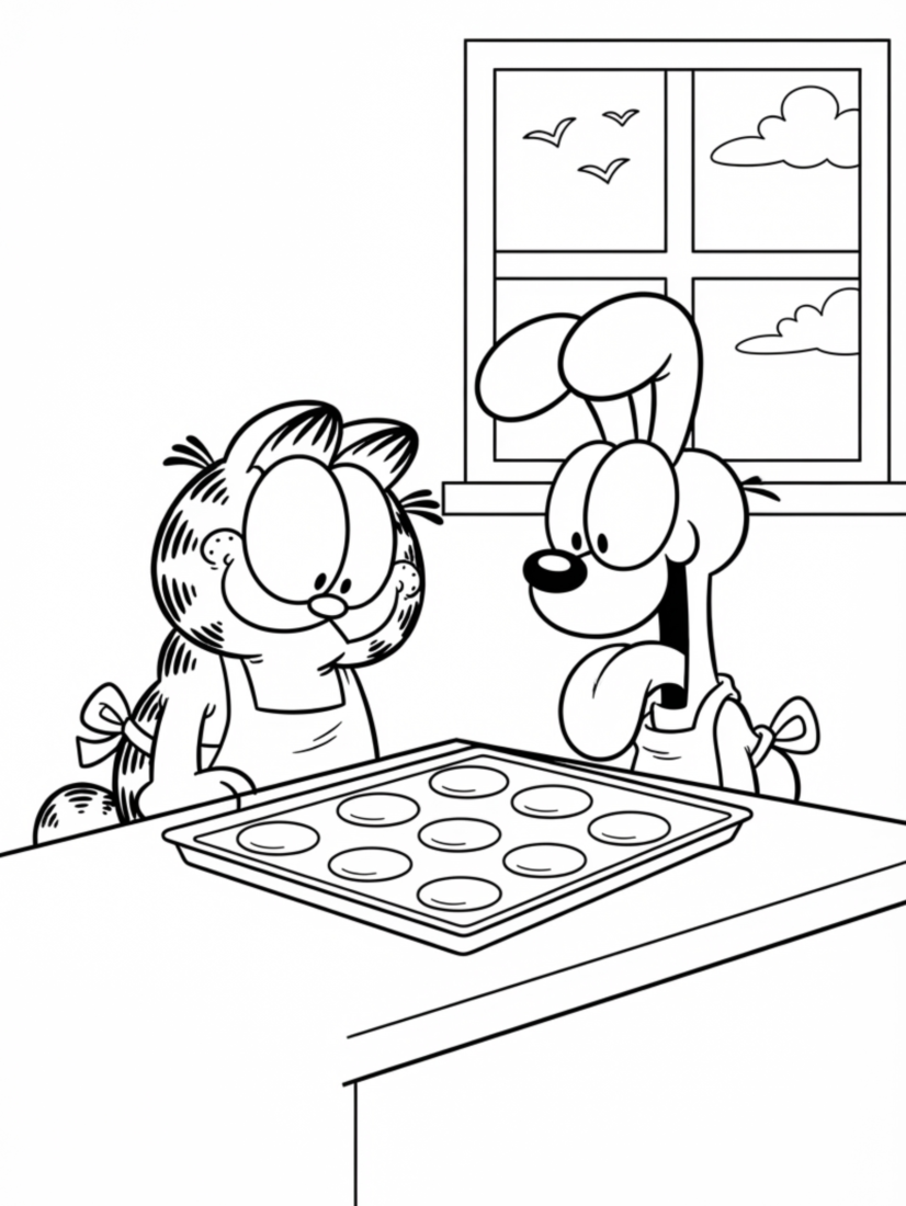 Garfield and Odie Baking Cookies