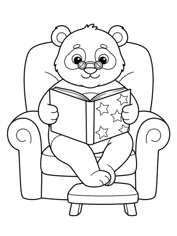 Panda Reading a Book