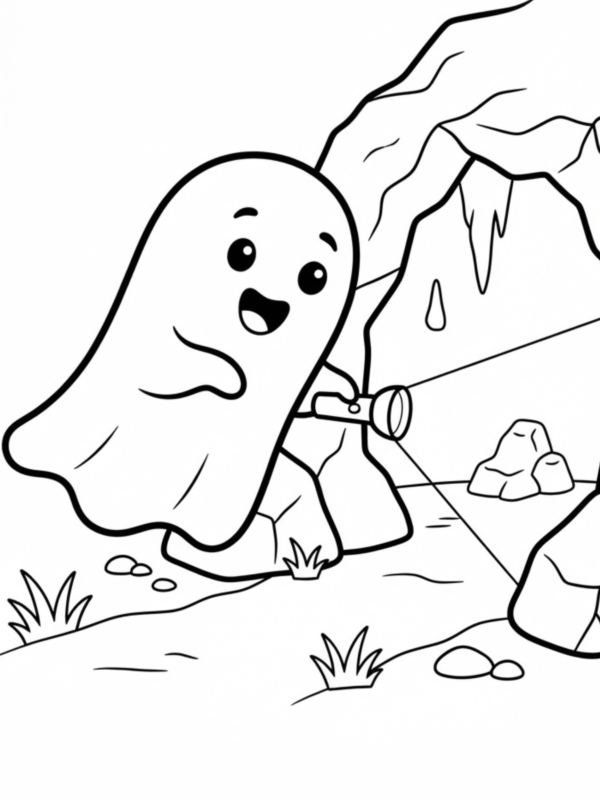 Ghost Exploring a Cave Entrance