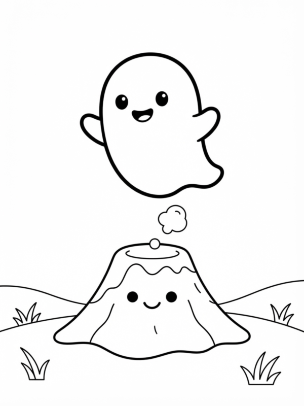 Ghost Floating Over a Volcano