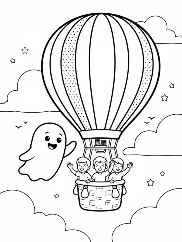 Ghost Flying Past a Hot Air Balloon